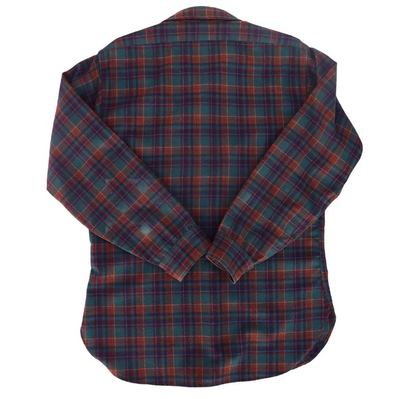 Men’s Vintage Pendleton Virgin Wool Plaid Elbow Patch Button Shirt Medium - Picture 2 of 4